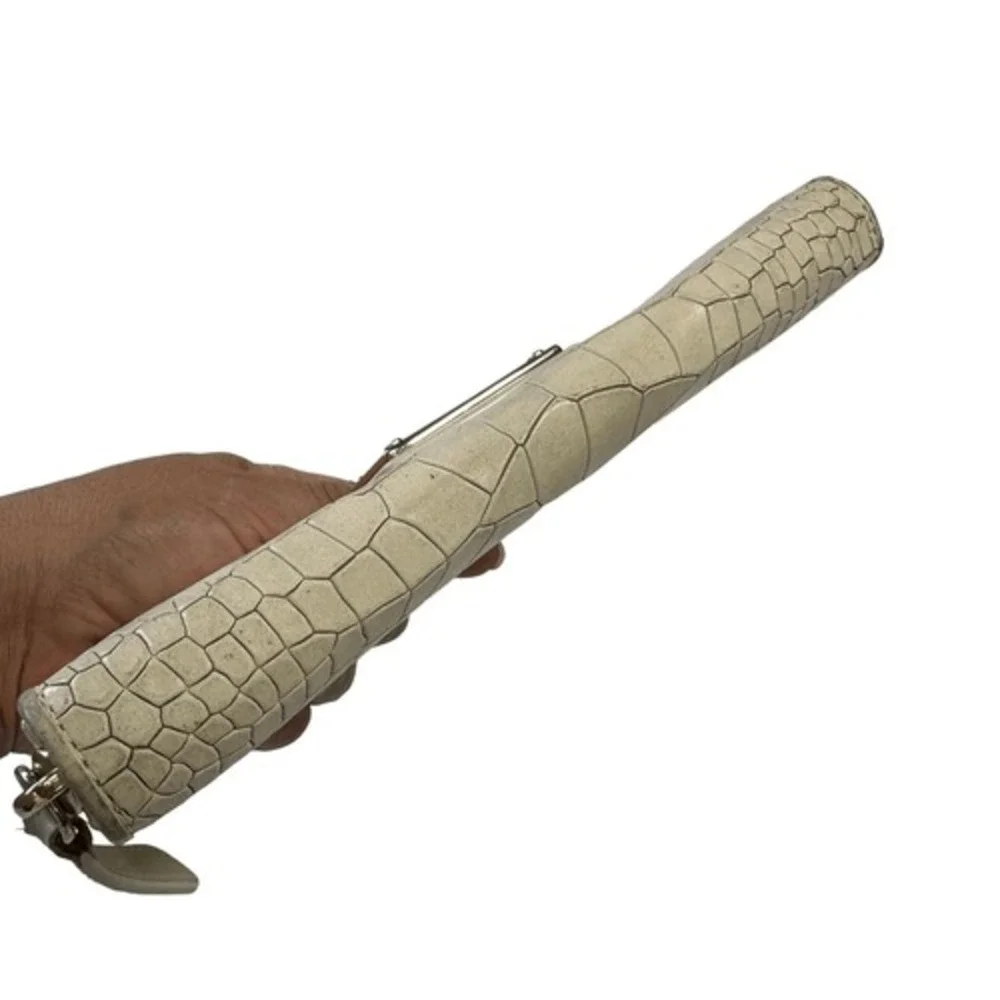 Oroton Embossed Leather Zip Wallet in Ivory Croc